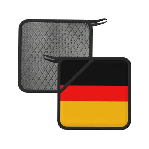 2 alfombrillas de silicona resistentes al calor de la bandera de Alemania, alfombrilla cuadrada de 7.1 pulgadas, adecuada para té, barbacoa, cocina, etc.