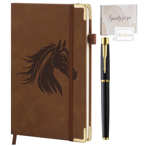 Carnet de notes cheval en cuir A5 pour écrire aux écuries ou organiser vos journées