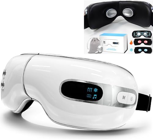 BOQUBOO Eye Massager with Heat and Cooling for Migraines, Reducing Dry Eyes, Puffy Eyes and Eyestrain - Heated Eye Massager Mask Massage Eyes and Temples for Relaxation - Ideal Gift for Women and Men