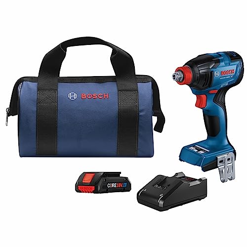 BOSCH GDX18V-1860CB15 18V Connected-Ready Two-In-One 1/4 In. and 1/2 In. Bit/Socket Impact Driver/Wrench Kit with (1) CORE18V 4 Ah Advanced Power Battery