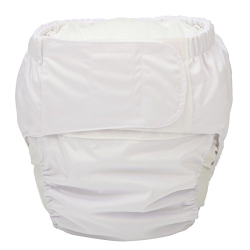 Sigzagor Large Teen Adult Cloth Diaper Nappy Reusable Washable for Disability (White (Large 26in to 50in))