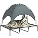 PawHut 122cm Elevated Dog Bed Cooling Raised Pet Cot UV Protection Canopy Grey