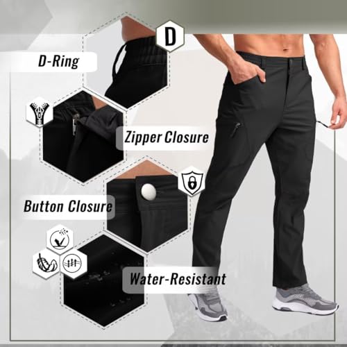 Image of Pudolla Men's Lightweight Hiking Pants with 7 Pockets Quick Dry Water Resistant Fishing Travel Pants
