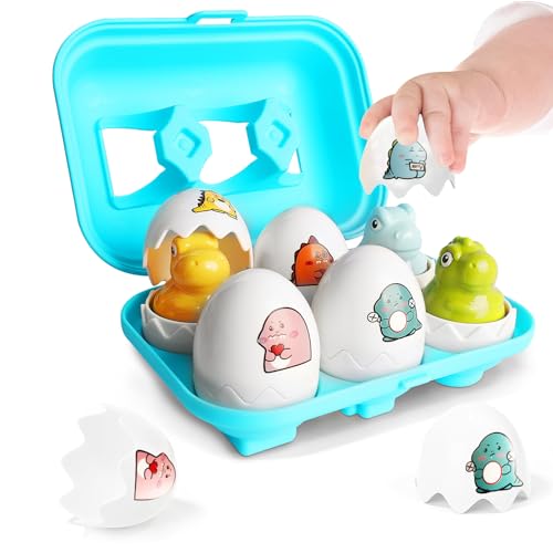 Image of Tinabless Hide & Squeak Dinosaur Eggs, Montessori Sorting & Matching Learning Toys for Toddlers Kids Boys Girls, Easter Basket Stuffers Gifts Party Favors