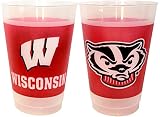 Westrick Wisconsin Badgers University Plastic Cups, Fun Party Supplies, Ideal Tailgate and Football Party Decorations, College Football Party Pack - 14 oz. Frosted Cups - 25 per Set