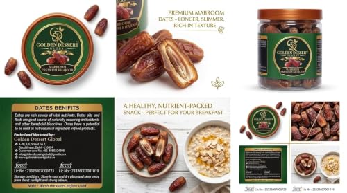 Image of Golden Dessert Global Premium Dates Combo Pack - Kalmi Super Jumbo Khajoor & Mabroom Premium Khajoor | Naturally Sweet, Fresh & Healthy Dry Fruits | Rich in Fiber & Energy | Premium Quality Dates