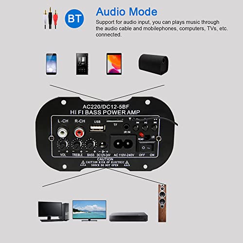 Henniu BT Audio Amplifier Board Module High and Low Tone Module Support AUX Audio Input U Disk Memor