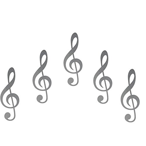 GreenIT 5 Stickers Treble Clef 10 cm Music Tattoo Car Door Window Decoration Film (Silver)