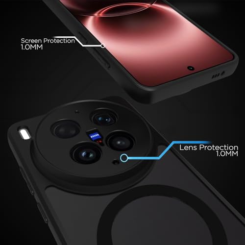 Image of RIGGEAR Shockproof Sleek Hybrid Armor Back Cover Case Compatible with MagSafe Accessories for Vivo X300 Ultra 5G (Smoke Black Matte PC + Black TPU Bumper)