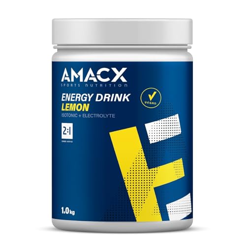 AMACX Boisson Energisante en Poudre – Boisson Isotonique Hydratation + Electrolyte pour le Sport – 1kg – Boissons Énergétiques au Glucose et Fructose – Sans Additifs Artificiels – Citron
