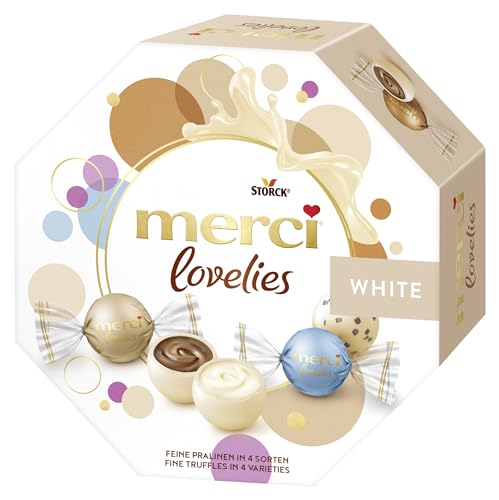 merci lovelies Wit – 1 x 185 g – bonbonmix met gevulde chocoladespecialiteiten