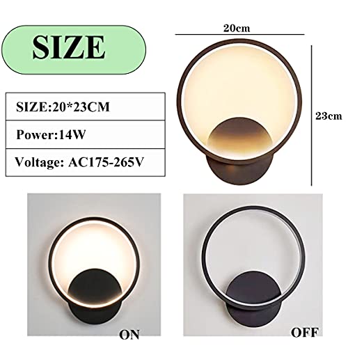 ZTWLEED-LED-Lampada-da-Parete-Interno-14WTondo-Nero-Applique-da-Parete-Interno-Moderno-Tre-Tipi-di-DimmerabileRA85-Lampada-a-Muro-Perfetto-per-Camera-da-Letto-Soggiorno-Corridoio-Le-Scale