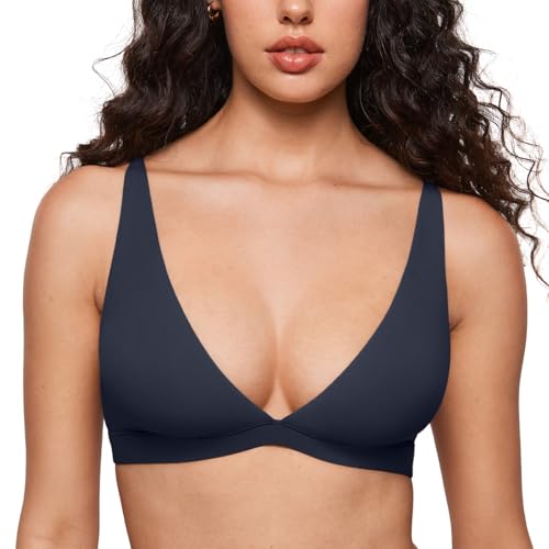 Image of INLYRIC Women's Inbarely Soft Plunge Bralette - Deep V Unlined Triangle No Padding No Underwire Sexy Comfort Sleep Bra