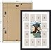 Golden State Art, 12x16 Black Wood Frame - 13 Opening White Mat - Collage Frame - Real Glass, Great for Children's Photos, Displaying Collection Cards, Landscape, Portrait, Makes a Good Gift