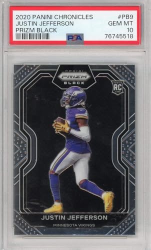 Graded 2020 Panini Chronicles Justin Jefferson #PB9 Prizm Black Rookie RC Football Card PSA 10 Gem Mint
