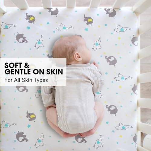Image of Little Grape Land Crib Sheets for Boys and Girls, 2pk Baby Crib Fitted Sheet for Standard Size Crib and Toddler Mattress, Super Soft Baby Sheet