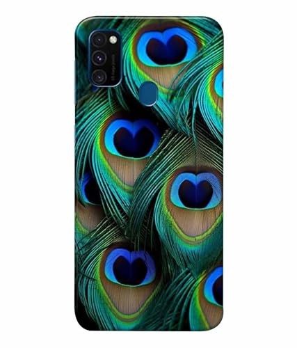 Image of Printed Hard Back Case Cover & Compatible for Samsung Galaxy M21 / Samsung Galaxy M30S | Peacock Feather (Multicolor) - D1184
