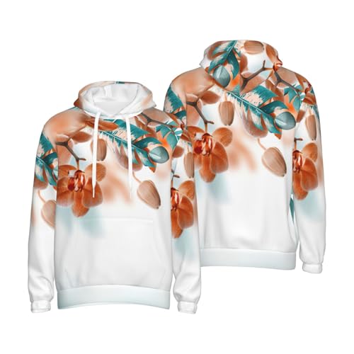 Sweat à capuche imprimé orchidée sarcelle et orange avec cordon de serrage - 7