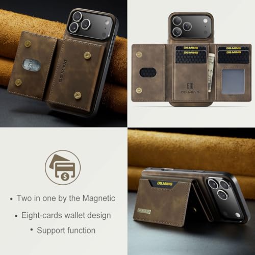 SZHAIYU M2 2 in 1 Detachable Wallet Phone Cases Compatible with iPhone 17 Pro Case with Card Holder Men 6.3'' Magnetic Leather Cover (Coffee, iPhone 17 Pro) by SZHAIYU - Used condition - Image 6