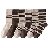 MAGIARTE Chaussettes Femme Mini Crew en Coton Peigné à Rayures - Sport Décontracté - Taille Quart - Lot de 6 Paires (Modèle Rayures-03)
