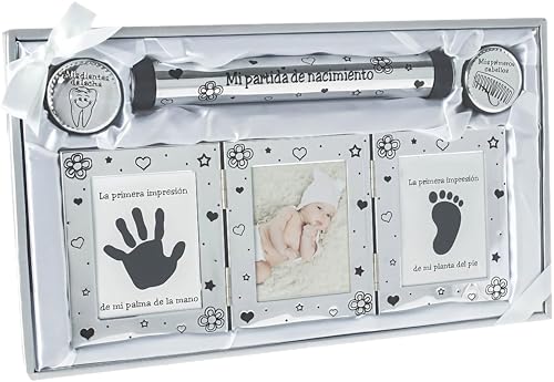 Set de Recuerdos para Bebé con Huellas de Manos y Pies, Marco de Fotos, Caja para Dientes de Leche, Primer Cabello y Tubo para Certificado de Nacimiento - Regalo Perfecto