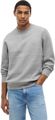 Tommy Hilfiger Men’s Essential Crew Neck Regular Fit Fleece Sweatshirt, Grey (Medium Grey Heather), M
