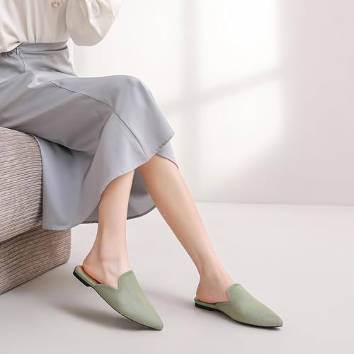 Image of Tilocow Knit Mules Office Slip on Loafers Business Casual Flats for Women