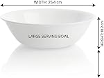 CLARO White Serving Bowl, 2 Quart- Set of 4, Plain Opalware Design, Lightweight, Dishwasher and Microwave Safe