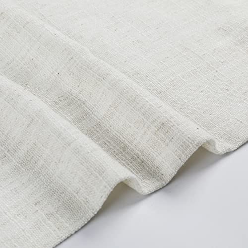 Image of TWOPAGES 52 inch inch W x 36 inch inch L Linen Blend Cafe Curtains for Kitchen Window, Light Filtering Pinch Pleated Tier Curtains, Modern Farmhouse Half Window Curtains for Bathroom, Beige White, 2 Panels