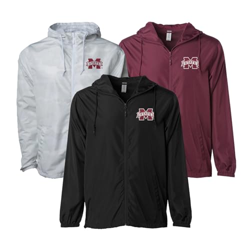 Sorority Letters Shop Mississippi State University Lightweight Windbreaker Jacket embroidered with MSU M4