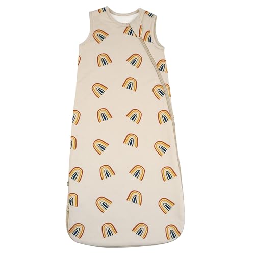 Image of KYTE BABY Unisex Rayon Made from Bamboo Sleep Bag for Babies and Toddlers, 1.0 Tog (Large, Rust Rainbow on Oat)