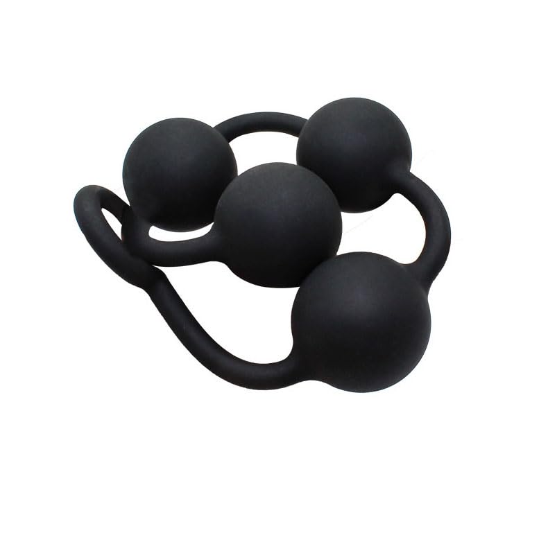 Butt Plug with Silicone Anal Bead Anal Sex ToysS/M/L 3 Sizes Black (L)