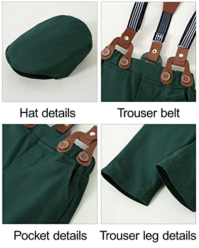Image of YALLET Baby Boy Clothes Suit Newborn Infant Gentleman Outfits, Formal Dress Shirt+ Bowtie+ Suspender Pants Wedding Party Set