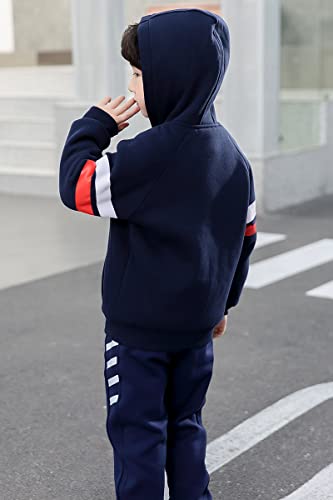 Funnymore Boy's Sherpa Fleece Lined Jacket,Navy Stripe Spring Fall Winter Warm Hoodie Coat Clothes 4T #TOP4