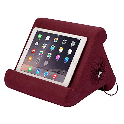 Flippy iPad Tablet Stand with Cubby Storage and Multi-Angle Viewing for Home, Work & Travel. Our iPad and Tablet Holder Has Storage for Your All Your Personal Items. (Nebbiolo)