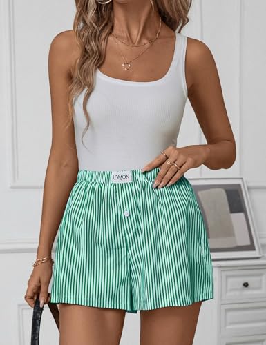 Image of LOMON Womens Boxer Shorts Casual Summer 2026 Pajama Lounge Sleep Pj Gingham Plaid Shorts Y2K Beach Bottoms