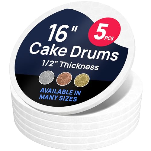 O'Creme Cake Drums Round Cake Boards 16 Inch 1/2 Thick White 5pk