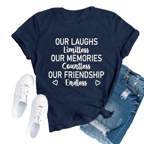 TUPOSU Friend Shirts for Women Best Friend Tshirts Bestie Friendship Casual Tees Blue