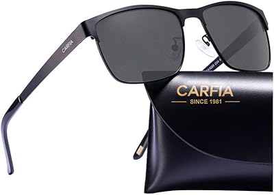 CARFIA Polarisierte Herren Sonnenbrille Metallrahmen UV 400 Fahrerbrille Sportbrille Kategorie 3