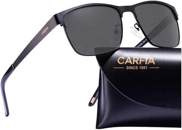 CARFIA Polarisierte Herren Sonnenbrille Metallrahmen UV 400 Fahrerbrille Sportbrille Kategorie 3