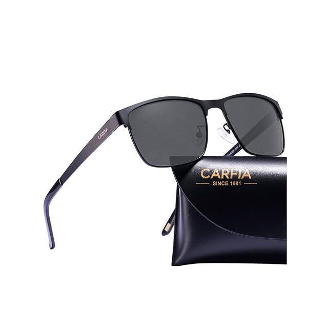 CARFIA Metal Mens Sunglasses Polarized UV400 Protection for Driving Fishing Hiking Golf Everyday Use CA5225