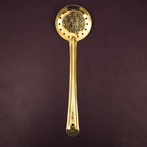 Image of Putrika Brass Utensil Pongal Pot Set | Pongal Paanai | Cookware | Urli | Heavy Weight With Lid and Ladle | Sankranthi Festival | Inner TIN Coating (Medium-Jali Ladle)