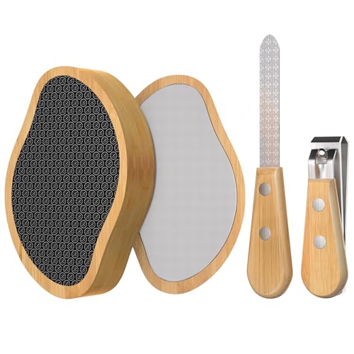 Bamboo Foot Care Set Callus Remover Rasp Files Nano Glass Nail Clippers Nail File
