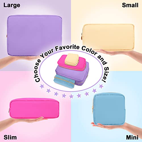 Nylon Large Makeup Bag Travel Cosmetic Bag Pouch, Preppy Big Makeup Bag Cute Cosmetic Zipper Pouch Purse, Waterproof Toiletry Bag Clutch Makeup Organizer Travel Essentials for Women Men Girls(Purple) by izuzta - Used condition - Image 8