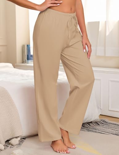 Image of Veseacky Women 100% Cotton Pajama Bottoms Comfy Soft Lounge Sleep Pants Drawstring Sleepwear 3 Pack S-XXL