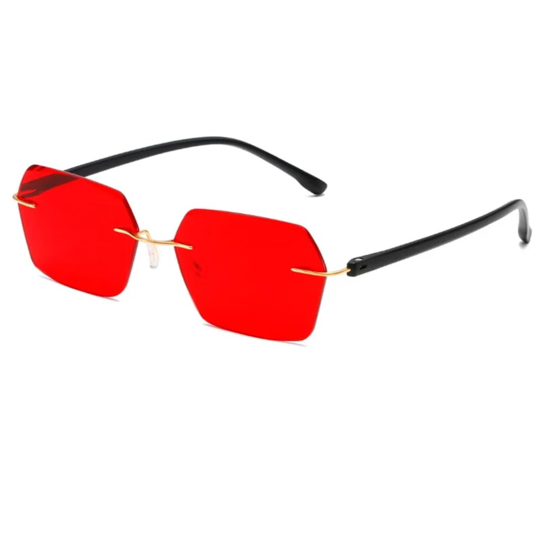 Lunettes de soleil tendance punk rouge et or pour festivals et été