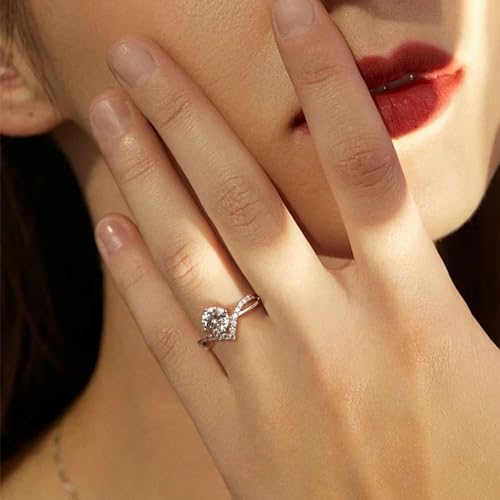 Moissanite Engagement Rings for Women, Wedding Bands for Women, 925 Sterling Silver Promise Rings for Her, 1CT D Color VVS1 Diamond Rings for Women, Adjustable Womens Rings.2