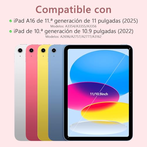 TQQ Funda con Teclado para iPad 11ª Generación A16 2025 y 10ª Generación 2022, (QWERTY Español Ñ) Desmontable Bluetooth Teclado para iPad 10/11 Gen - imagen 2