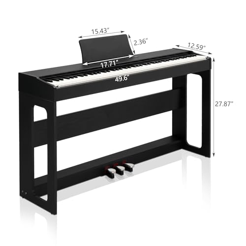 LEADZM Piano Numérique 88 Touches avec Banc, Clavier Entièrement Lesté, Piano Électrique avec Double Bluetooth et Haut-Parleurs Stéréo, 128 Timbres et Rythmes, Système à 3 Pédales, Noir - Les Beatles, Paul McCartney, John Lennon, RIngo Starr, George Harrison LEADZM Piano Numérique 88 Touches avec Banc, Clavier Entièrement Lesté, Piano Électrique avec Double Bluetooth et Haut-Parleurs Stéréo, 128 Timbres et Rythmes, Système à 3 Pédales, Noir – Image 3