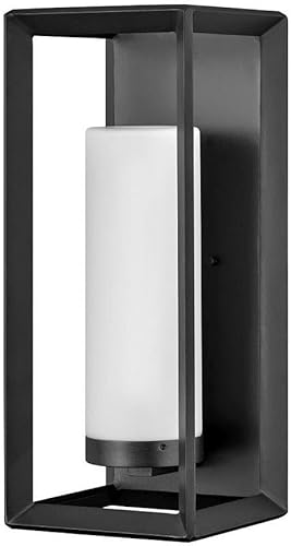 Miniatura 1 de Farol de pared grande para exteriores de 1 luz en estilo artesano industrial, 9 pulgadas de ancho por 22 pulgadas, acabado de grafito de alto